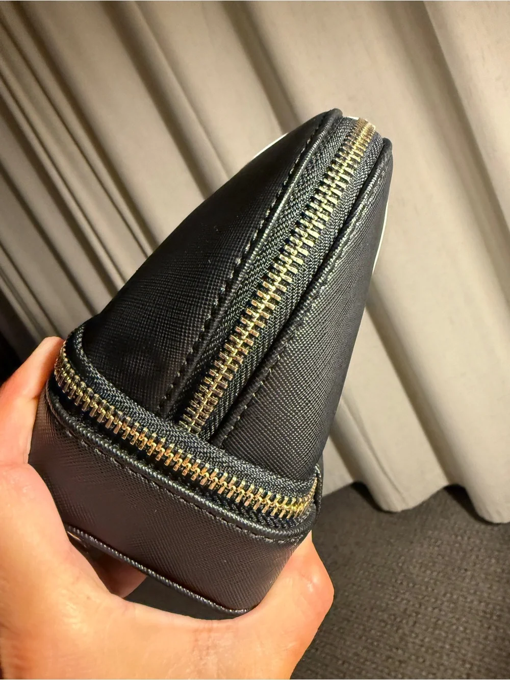 STACKERS Black Double-Zip Makeup Bag with Brush Storage travel case NWT pleather